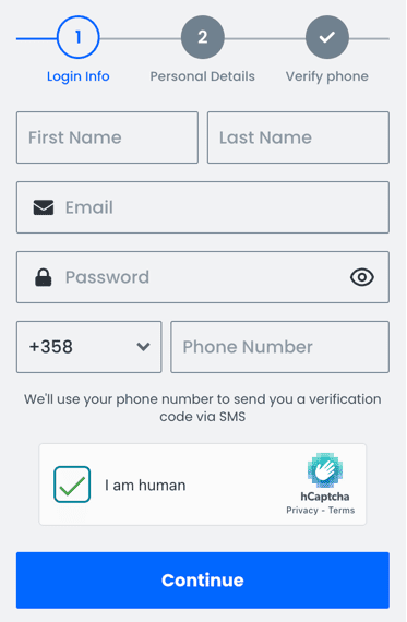 Registration at 30Bet casino